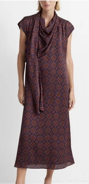 New Club Monaco‎ Women's Drape Neck Red Dress Size 6 Retail $269 Geometric thumbnail 1