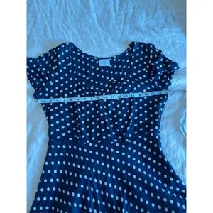 Compania Fantastica Spanish Navy White Polka Dot Indie Mini Dress Size Medium thumbnail 9