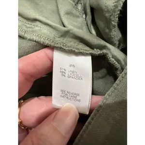 Evereve Olive Green Wide Leg Pants Size 25 Linen Blend‎ Casual Minimalist Boho thumbnail 4