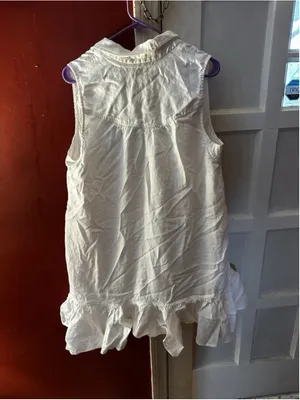 Anthropologie Pilcro Sleeveless V-Neck Linen Flounce Mini Dress XL Coastal Boho thumbnail 10