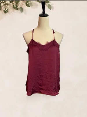 Nine West Wine Lace-Trim Satin Camisole thumbnail 2