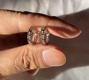 925 Silver Plated CZ Love Heart Silver Hoop Earrings for Women thumbnail 2