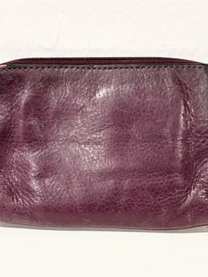 Coach Dark Purple Double Zip Leather Wristlet Pouch thumbnail 3