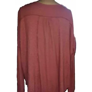 Free People Leo Henley Lg Oversized Long Sleeve Tunic Light Red Vintage... thumbnail 3
