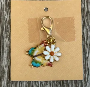 Handmade NWT Colorful Butterfly & Daisy Flower Charm For Handbag Jewelry etc thumbnail 4