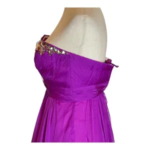 La Femme Purple Magenta Strapless‎ Rhinestone Sweetheart Neck Gown Size 0 thumbnail 5