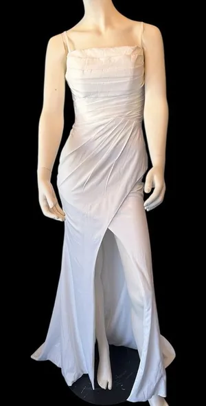 Beautiful High Slit Wedding Dress with adjustable Straps White 2 NWOT thumbnail 1