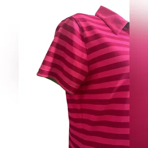 Ladies Nike Golf Short Sleeve Polo Pink Stripe Green Trim Size Medium thumbnail 3