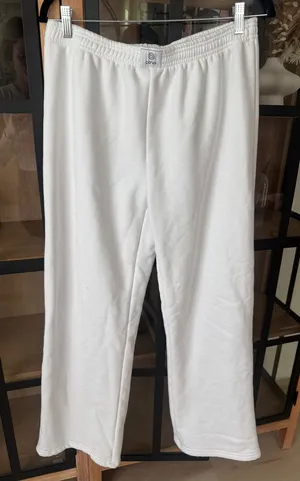 PARKE Boxer sweatpants wide leg flare fleece patch unisex cream ivory thumbnail 1