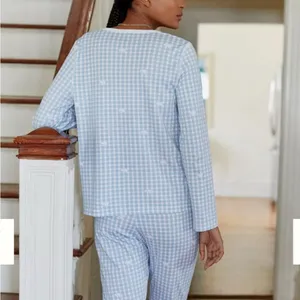 Roller Rabbit Hathi Gingham Pajama Blue Elephant PJ Top- Size Small thumbnail 2