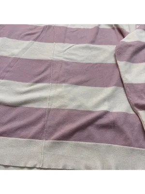 White Birch V Neck Striped Sweater White Lilac Purple 3X thumbnail 5