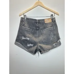 One Teaspoon Outlaws Denim Shorts Womens 27 Gray Distressed Button Fly Cut Off thumbnail 6