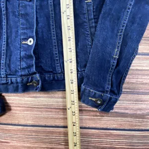 Uniqlo Jean Jacket Womens S Dark Blue Denim Long Sleeve Pockets Casual Cotton thumbnail 9