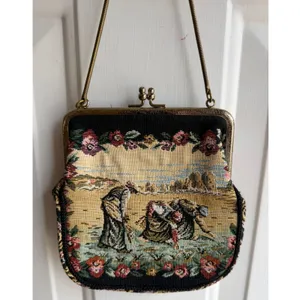 Vintage 1950's Walborg French Country Tapestry Woven‎ Clutch Purse thumbnail 3