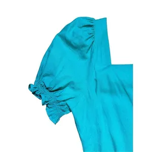 Draper James RSVP Squareneck Puff Sleeve Dress‎ linen blend sz XL bright teal thumbnail 11
