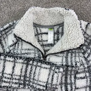 No Boundaries Womens Small Sherpa Pullover Fleece‎ Plaid Quarter Zip Gorpcore thumbnail 2
