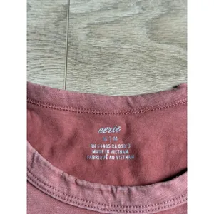 AERIE Cropped Keyhole Top short sleeve Burnt Orange/Rust distressed size M thumbnail 3