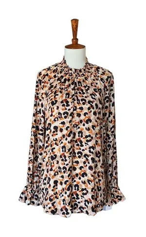 Democracy Cheetah Print‎ Blouse Top Size Medium Black Tan New thumbnail 1