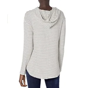 Daily Ritual Women's Supersoft Terry Long-Sleeve Hoodie Pullover White/Black XS‎ thumbnail 2