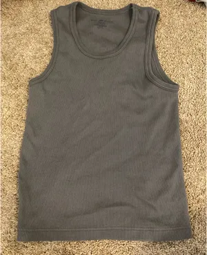 Brandy Melville Tank Top Grey Ribbed Crop thumbnail 1