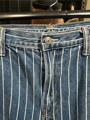 American Eagle Striped Mom Jeans – Distressed – Size 14 Long thumbnail 3