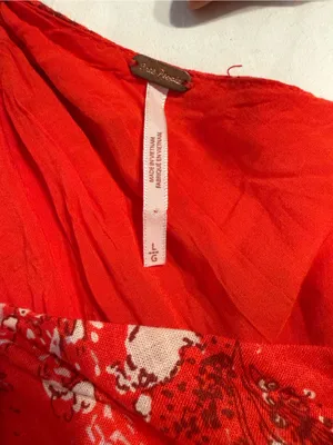 Free People All Mine Mini Red White Strapless Printed Dress one shoulder zip L thumbnail 8