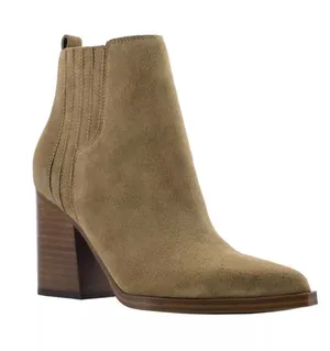 Marc Fisher LTD Oshay Brown Suede Leather Booties Pointed Toe Block Heel thumbnail 1