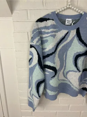 NWT Princess Polly Kailey Knit Jumper Blue Swirl Size XS/S thumbnail 3