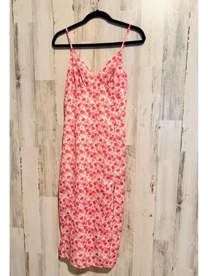 CIDER Women's Small Floral Spaghetti Strap V Neck Side Slit Midi Slip Dress thumbnail 8