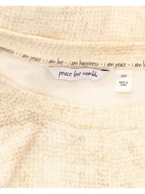 Peace Love World French Terry Long Sleeve Sweatshirt Pristine Brown Multi 2XS thumbnail 4