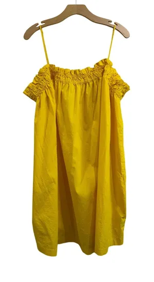 H&M Yellow Spaghetti‎ Strap Peasant Mini Dress 100% Cotton Size XL thumbnail 1