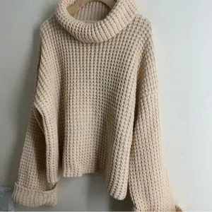 Goodnight Macaroon Retta Cognac Ribbed Waffle Knit Oversized Cropped Turtleneck thumbnail 10