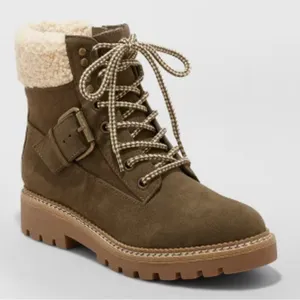 Universal Threads Brown Combat Boots with Rugged Sole thumbnail 1