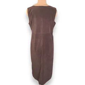 Vintage Faux Suede Jumper Dress Brown Prairie Midi Boho Modest Grunge Layering thumbnail 4