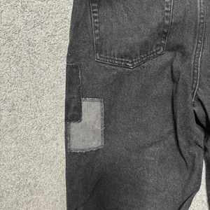 Nasty Gal Organic Cotton Black Patchwork Straight Jeans with Raw Edge thumbnail 9