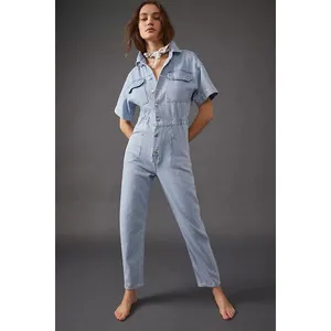 Free People We The Free Marci Coverall Clear Skies Cotton Denim Button Jumpsuit thumbnail 2