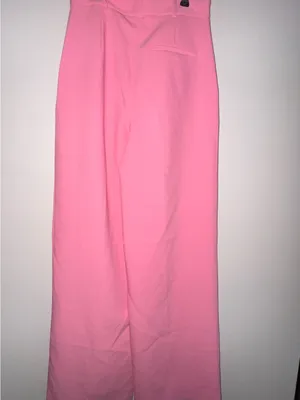 ZARA Bright Pink High Waisted Trousers Pants Size Small thumbnail 2