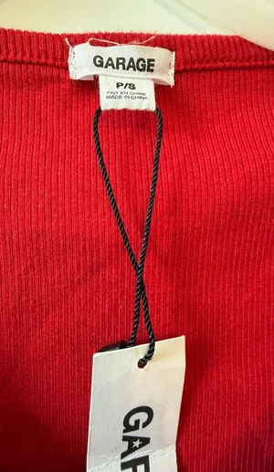 Garage Red V-Neck Long Sleeve Crop Top- NWT thumbnail 3
