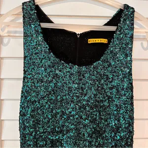 Alice And Olivia Sequins Tank Dress Sz 4 Mini Aqua Embellished Sleeveless thumbnail 2