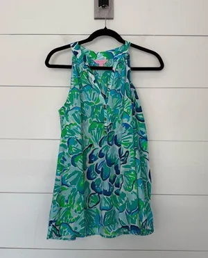 Lilly Pulitzer Women’s Small Sunny Elsa Cold Shoulder Silk Blouse thumbnail 1