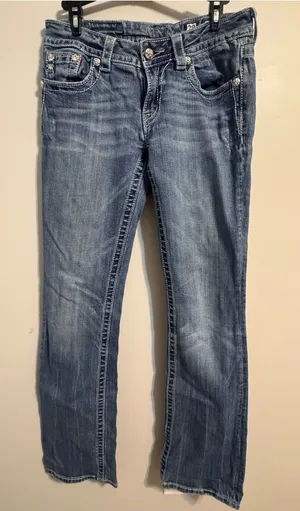 Miss Me feather wings Boot cut low rise rhinestone jeans‎ Women's 29 thumbnail 1