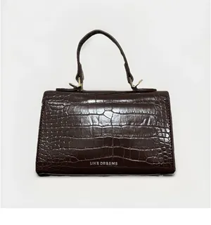 Like Dreams Faux Crocodile Satchel Handbag Burgundy thumbnail 4