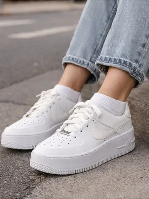 Nike Air Force 1 Sage Low White Platform Sneakers | Women’s Size 6 Street Style thumbnail 1
