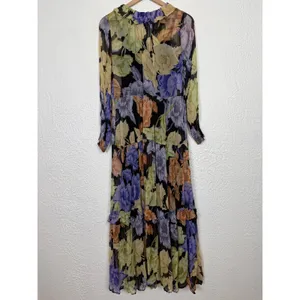 Anthropologie The Marais Printed Chiffon Ruffle Tiered Long Sleeve Maxi Dress XS thumbnail 4