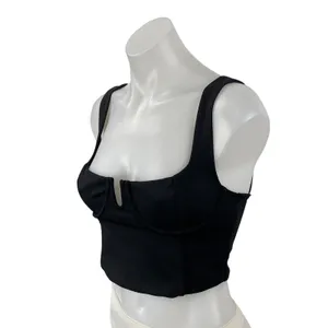 NEW Zara Women's Black Square Neck Notch Sleeveless Cami Tank Crop Top Size S thumbnail 2
