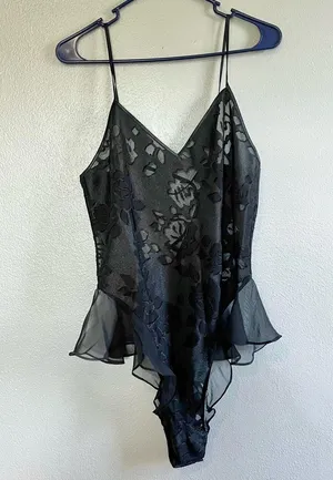[Victoria's Secret] Vintage Black Sheer Bodysuit Teddy- Size M thumbnail 2