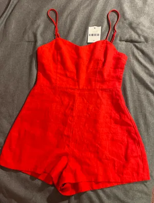 Forever 21 Red Romper Low Cut In Front thumbnail 1