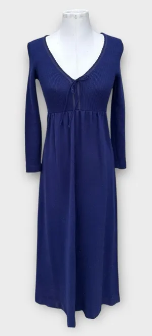 VTG 70s Hubba Hubba Maxi Sweater Dress Women’s Medium Blue Cottage Hippie Boho thumbnail 1