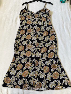 Reformation Floral Paisley Midi Dress High Side Slit Boho Slip Dress Size 8 thumbnail 3