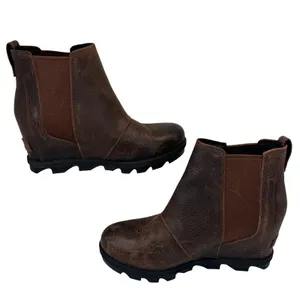 Sorel Joan of‎ Arctic Wedge II Chelsea Boot Leather Brown Burnt Henna Womens 7 thumbnail 6